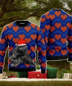 Christmas Black Cat In Heart Love Christmas Unisex Ugly Sweater