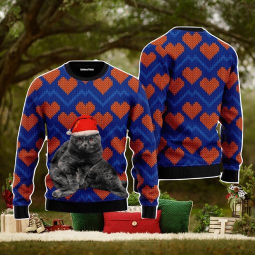 Christmas Black Cat In Heart Love Christmas Unisex Ugly Sweater