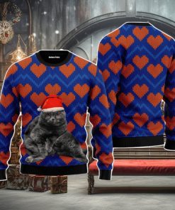 Christmas Black Cat In Heart Love Christmas Unisex Ugly Sweater