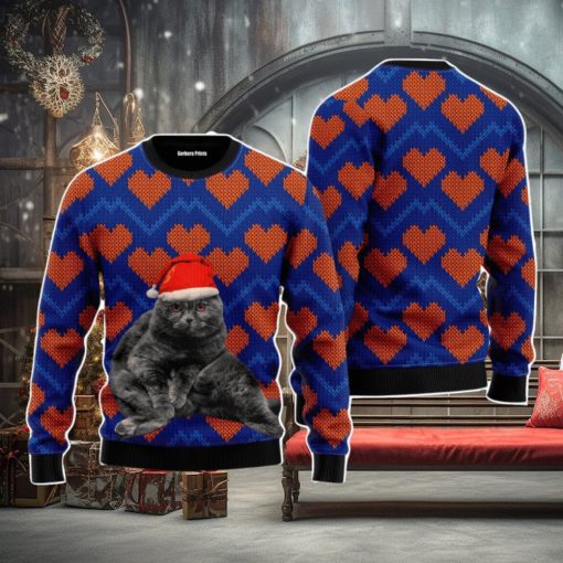 Christmas Black Cat In Heart Love Christmas Unisex Ugly Sweater