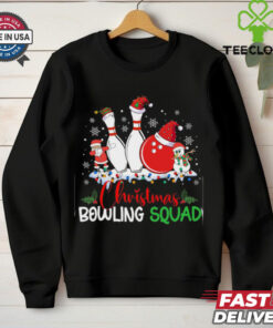 Christmas Bowling Squad Xmas Lights Santa Bowling Player Bowling T Shirt Recovered