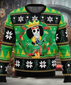 Christmas Brook One Piece Ugly Christmas Sweater, Anime Christmas Sweater, One Piece Holiday Apparel