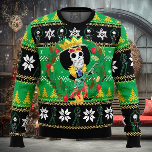 Christmas Brook One Piece Ugly Christmas Sweater, Anime Christmas Sweater, One Piece Holiday Apparel