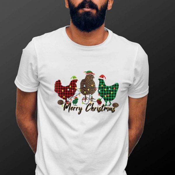 Christmas Buffalo Plaid chickens Santa The Chicken Whisperer T Shirt