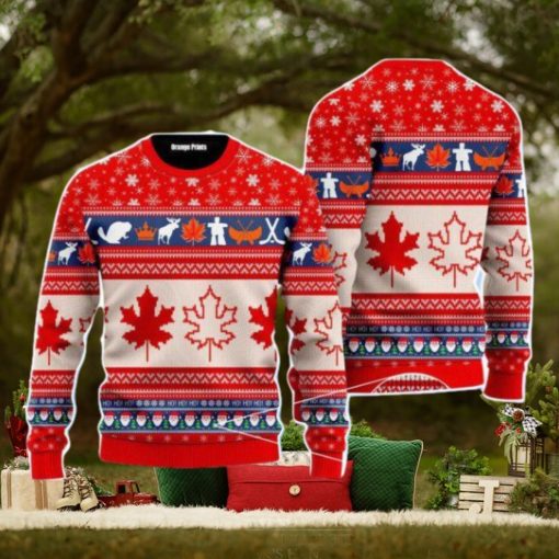 Christmas Canada Maple Leaf Christmas Unisex Ugly Sweater For Men Women