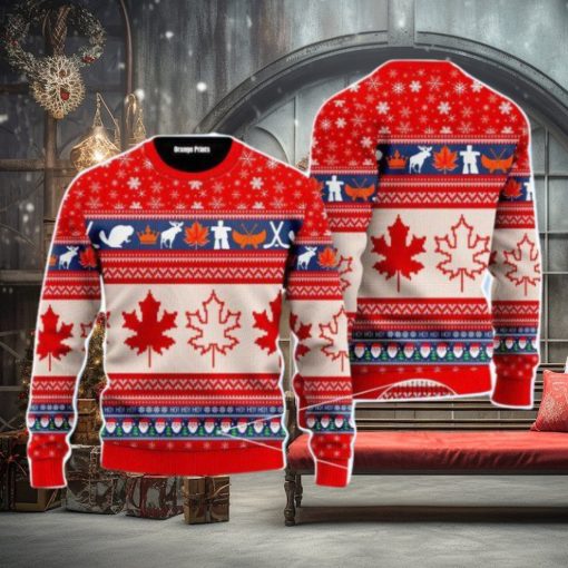 Christmas Canada Maple Leaf Christmas Unisex Ugly Sweater For Men Women