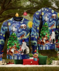 Christmas Cat Playing In Starry Night Ugly 3D Sweaters Gift For Men And Women
