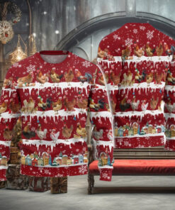 Christmas Chickens Ugly Sweater, Farm Animal Sweater