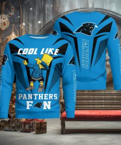 Christmas Cool Like Carolina Panthers Fan Bart Simpson Dab Knitted Sweater Gift Holidays