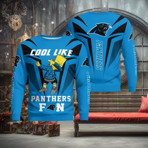 Christmas Cool Like Carolina Panthers Fan Bart Simpson Dab Knitted Sweater Gift Holidays
