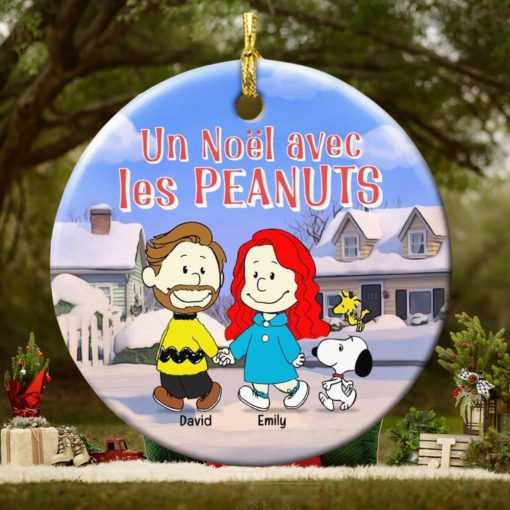 Christmas Couple Personalized Ceramic Circle Ornament