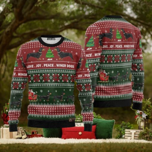 Christmas Dachshund Love Joy Wiener Peace Ugly 3D Sweater Gift For Men And Women
