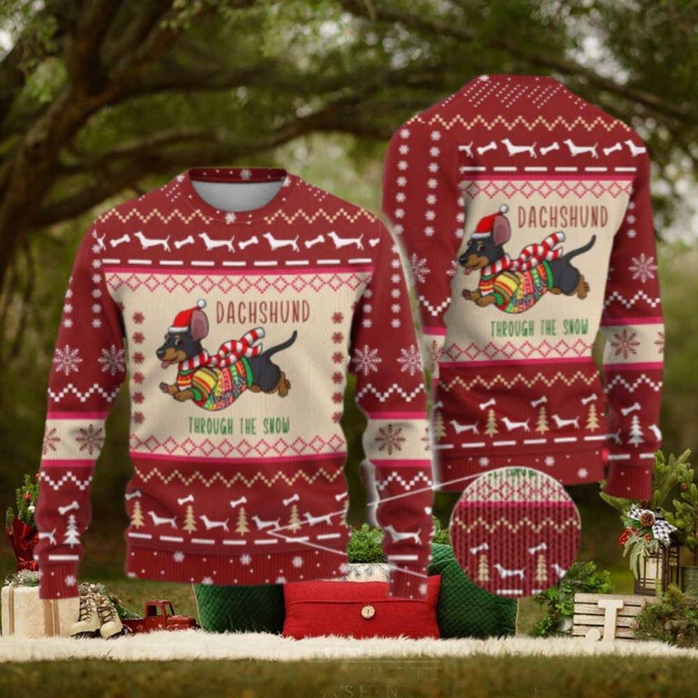 Christmas Dachshund Ugly Sweater, Santa Hat Dog Sweater Christmas Dachshund Ugly Sweater, Santa Hat Dog Sweater