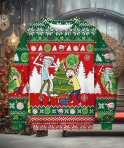 Christmas Dancing Rick And Morty Snowflakes Pattern 3D Funny Ugly Sweater