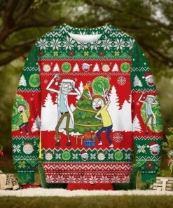 Christmas Dancing Rick And Morty Snowflakes Pattern 3D Funny Ugly Sweater