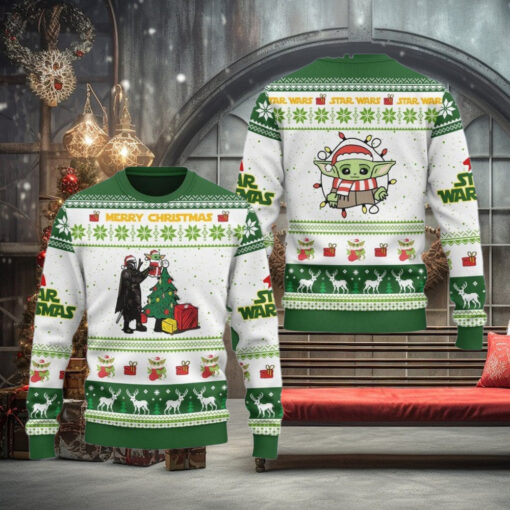 Christmas Darth Vader And Baby Yoda Ugly Sweater, Grogu Holiday Sweater, Disney Star Wars Sweater, Galaxys Edge Shirt, Gift For Fan