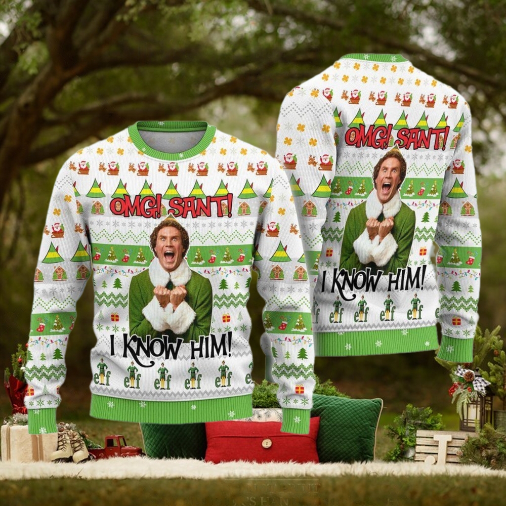 Christmas Elf Buddy Santa I Know Him Ugly Sweater, Funny Xmas Movie Sweatshirt, Holiday Ugly Sweater, Christmas Gift Ideas Christmas Elf Buddy Santa I Know Him Ugly Sweater, Funny Xmas Movie Sweatshirt, Holiday Ugly Sweater, Christmas Gift Ideas