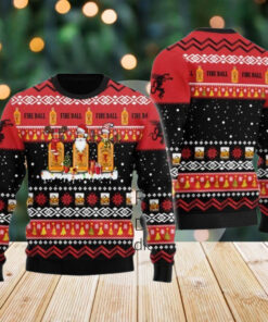 Christmas Fireball Whiskey 3D Sweater, Drinking Mens Ugly Xmas Sweater