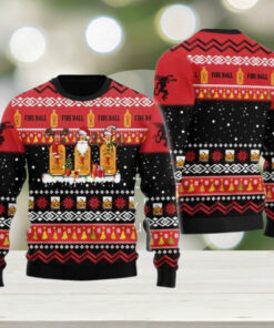Christmas Fireball Whiskey 3D Sweater, Drinking Mens Ugly Xmas Sweater