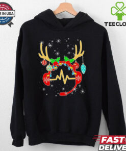 Christmas Gamer Reindeer Headset Heartbeat shirt