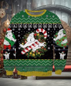 Christmas Ghostbusters With Candy Black Green Christmas Ugly Sweater 3D