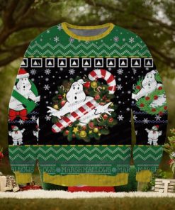 Christmas Ghostbusters With Candy Black Green Christmas Ugly Sweater 3D