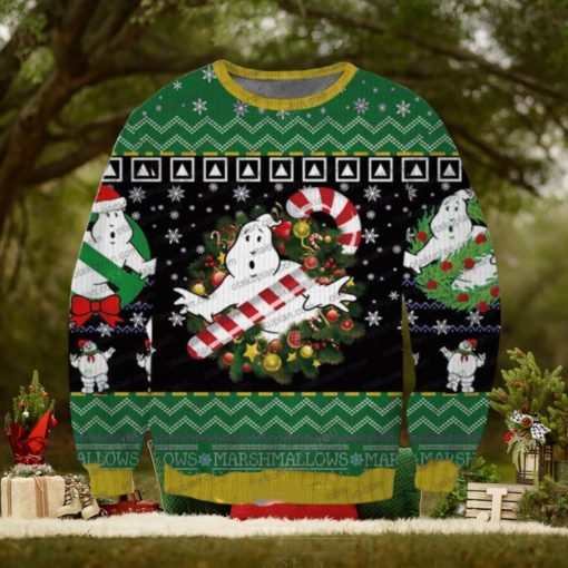 Christmas Ghostbusters With Candy Black Green Christmas Ugly Sweater 3D