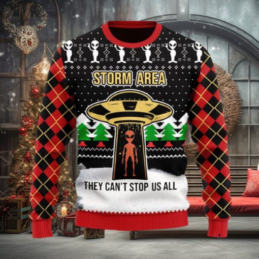 Christmas Gift Alien Storm Area They Can’t Stop Us All Men And Women Ugly Christmas Sweater