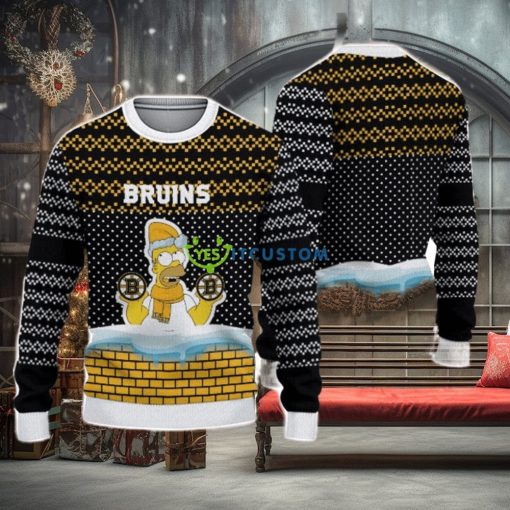 Christmas Gift Boston Bruins Logo Simpson Christmas Ugly Sweater