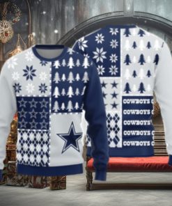 Christmas Gift Dallas Cowboys Logo Christmas Pine Trees Pattern Ugly Christmas Sweater