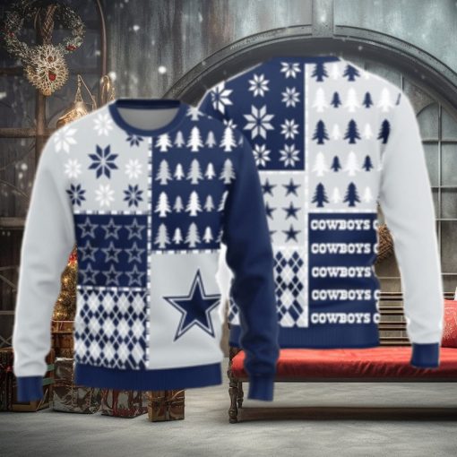 Christmas Gift Dallas Cowboys Logo Christmas Pine Trees Pattern Ugly Christmas Sweater