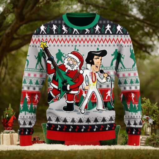 Christmas Gift Elvis Presley With Santa Men And Women Ugly Christmas Sweater