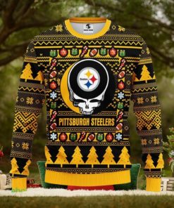 Christmas Gift For NFL Fans Pittsburgh Steelers Grateful Dead Christmas Gift Pattern Ugly Christmas Sweater
