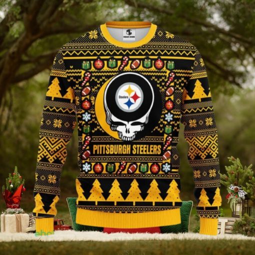 Christmas Gift For NFL Fans Pittsburgh Steelers Grateful Dead Christmas Gift Pattern Ugly Christmas Sweater