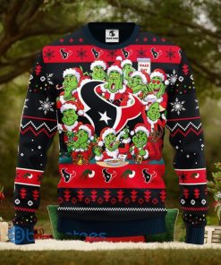 Christmas Gift NFL Houston Texans Cute 12 Grinch Face Xmas Day 3D Ugly Christmas Sweater