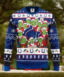 Christmas Gift NFL Indianapolis Colts Cute 12 Grinch Face Xmas Day 3D Ugly Christmas Sweater