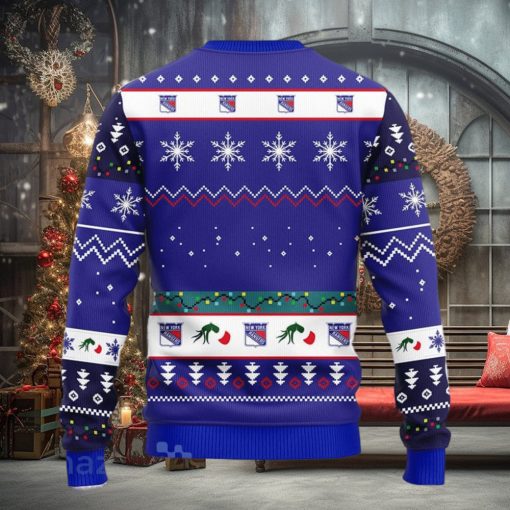 Christmas Gift NHL New York Rangers Cute 12 Grinch Face Xmas Day Ugly Christmas Sweater