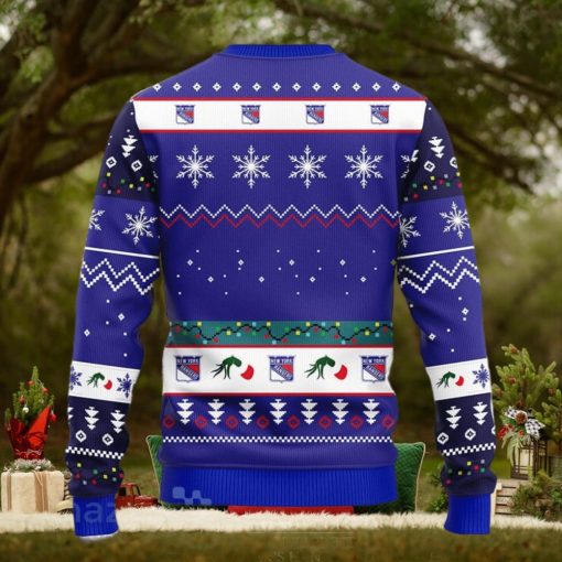 Christmas Gift NHL New York Rangers Cute 12 Grinch Face Xmas Day Ugly Christmas Sweater