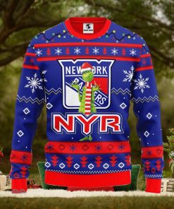 Christmas Gift NHL New York Rangers Logo With Funny Grinch Men And Women Ugly Christmas Sweater For Fans