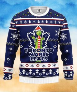Christmas Gift NHL Toronto Maple Leafs Logo With Funny Grinch Men And Women Ugly Christmas Sweater For Fans