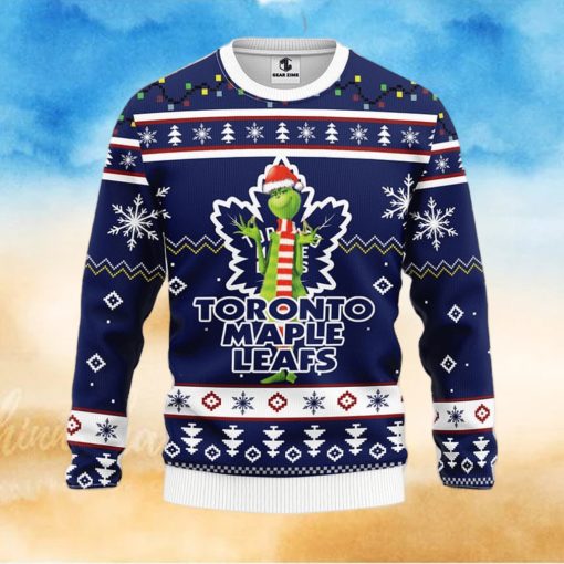 Christmas Gift NHL Toronto Maple Leafs Logo With Funny Grinch Men And Women Ugly Christmas Sweater For Fans