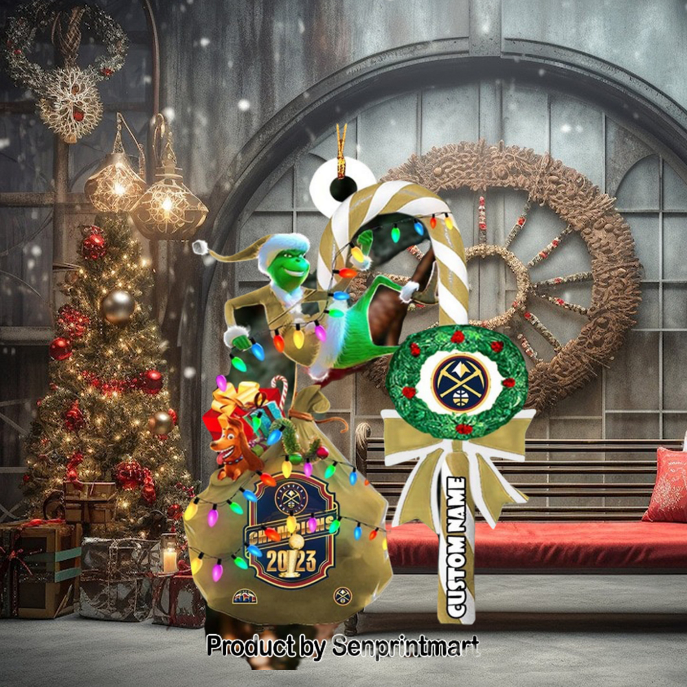 Christmas Gifts Denver Nuggets NBA Final 2023 Champions Custom Name Grinch Candy Cane Ornament Christmas Gifts Denver Nuggets NBA Final 2023 Champions Custom Name Grinch Candy Cane Ornament