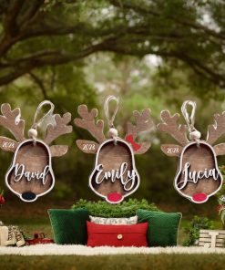 Christmas Gifts For Family, Personalized Reindeer's Family Ornament