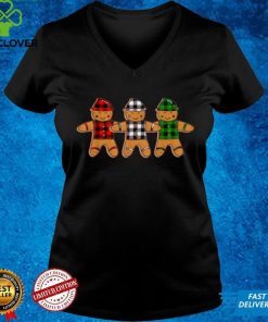 Christmas Gingerbread with Buffalo Plaid Print Xmas T Shirt