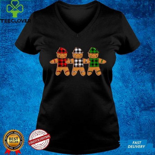 Christmas Gingerbread with Buffalo Plaid Print Xmas T Shirt