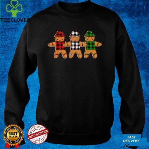 Christmas Gingerbread with Buffalo Plaid Print Xmas T Shirt