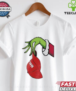 Christmas Grinch hand holding Maga hat shirt