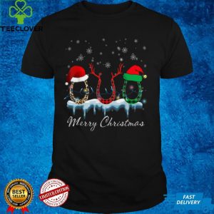 Christmas Horseshoe Shirts Plaid Christmas Hat Glitter Santa T Shirt