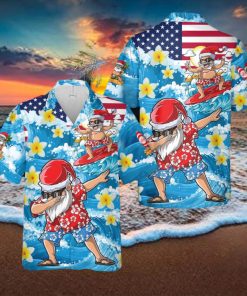 Christmas In July Dabbing Santa Surfing Beach Summer Funny Hawaiian Shirt Ideas Gift
