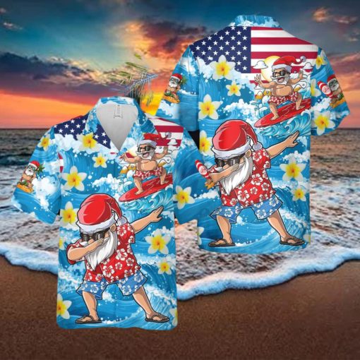 Christmas In July Dabbing Santa Surfing Beach Summer Funny Hawaiian Shirt Ideas Gift